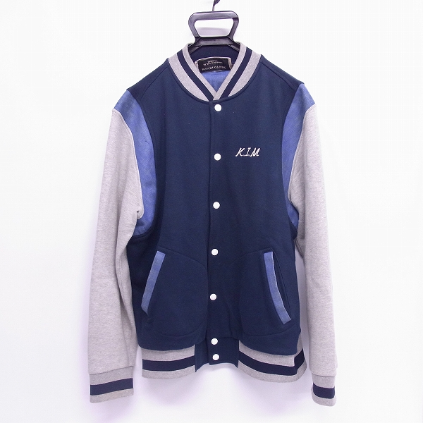 実際に弊社で買取させて頂いたMAISON KITSUNE/メゾンキツネ バック刺繍ブルゾン スタジャン ネイビー×グレー/XL